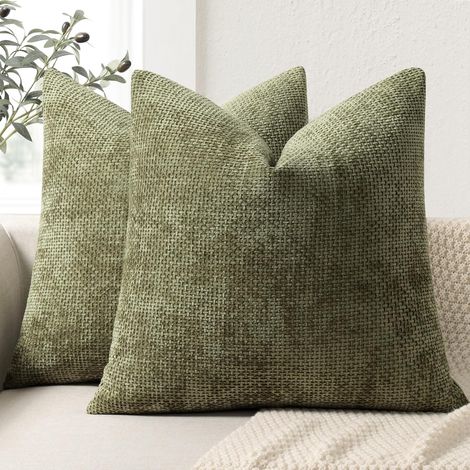 Housse Coussin - Lot de 2 - Chenille - Douceur et Durabilité - Salon et Chambre - 50x50 cm (1/5)