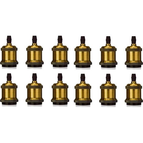 Douille de Lampe E27 Vintage Edison Rétro Lampe Base Chambre Salon pour Lustre Suspension Plafonnier DIY Laiton - 12Pcs (1/5)