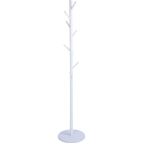 Porte-manteau sur pied Blanc 8 crochets Design arbre Hauteur 169cm Capacité 30kg (1/5)