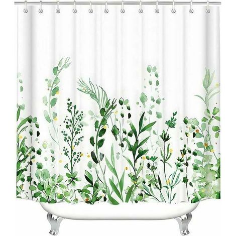 - Rideau de douche 180x200 anti-moisissure Textile Rideaux de douche, fleurs imperméable, ourlet lesté, rideau de bain en tissu polyester lavable pour salle de bain et baignoire avec 12 croche (1/5)