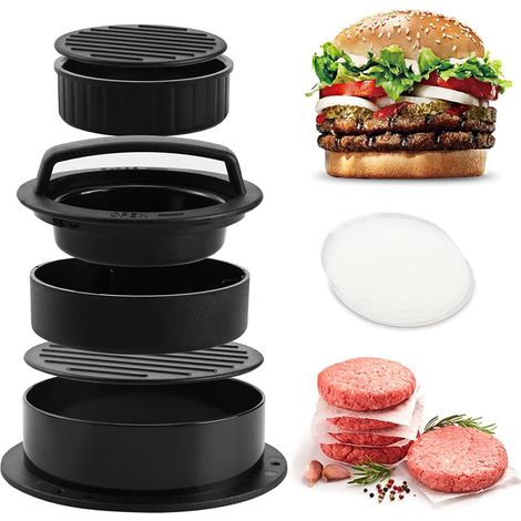 Pressa per hamburger per polpette di carne macinata, pressa professionale 3 in 1 per hamburger con 300 fogli antiaderenti, stampo per carne macinata, utensili da cucina per preparare hamburger, polpet