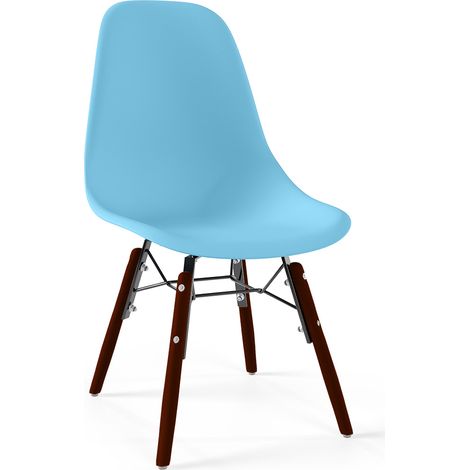 Sedie per Bambini - Design Scandinavo - Gambe in Legno Scuro - Skögur Azurro