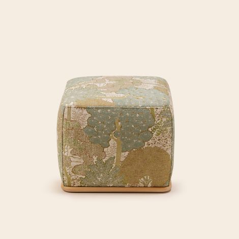 Pouf en Bois et jacquard Alisia ARNEL