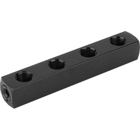 Collecteur en ligne pour tuyau d'air pneumatique SUS304, répartiteur 4 voies, filetage BSPP 1/4 pouce, noir