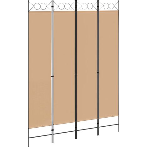 Separador de habitación de 4 paneles Beige 160 x 220 cm Tela vidaXL
