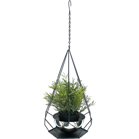 DanDiBo Pot de fleurs Intérieur Métal Mur Plantes suspendues 59 cm 96095 S avec pot 6 coins Pendentif pour plantes Pendentif pour fleurs Pot de fleurs Pot suspendu