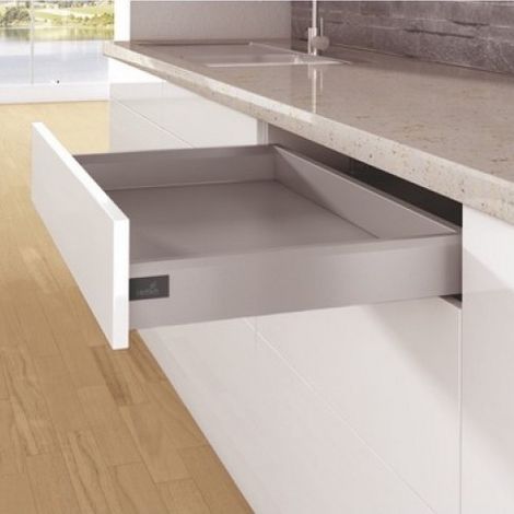 Kit complet tiroir ArciTech hauteur de profil 94 mm hauteur paroi arrière 94 mm coloris argenté longueur 450 mm - HETTICH FRANCE SCS
