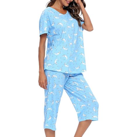 Ensembles pyjama femme : haut et pantalon Capri (1/5)