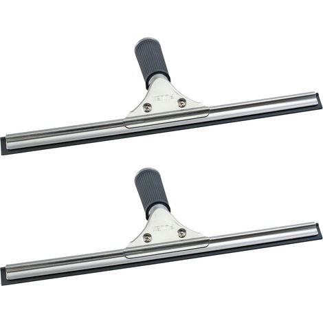 Novaliv 2X Raclette à vitres professionnelle 25 cm en acier inoxydable avec lèvre en caoutchouc remplaçable Raclette de nettoyage de vitres Raclette