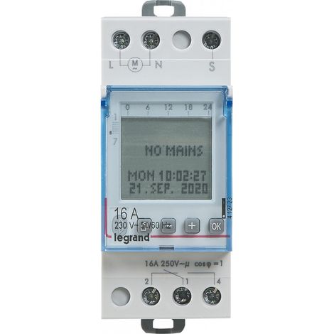 Inter horaire programmable via bluetooth annuel 230V - 2 sorties 16A - 2x28 programmes - LEGRAND (1/2)