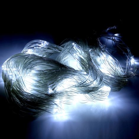 Guirlande lumineuse décorative LED en filet 2 x 2 m, 144 LED, pour intérieur et extérieur, prise UE 220 V, blanche (1/5)