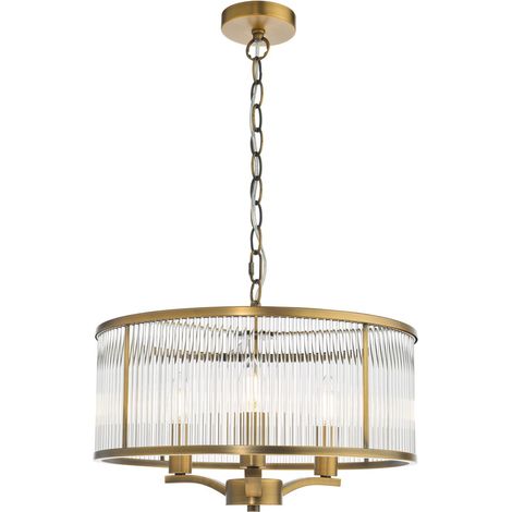 Dar Evelyn Suspension Evelyn à 3 lumières, bronze antique et verre (1/5)