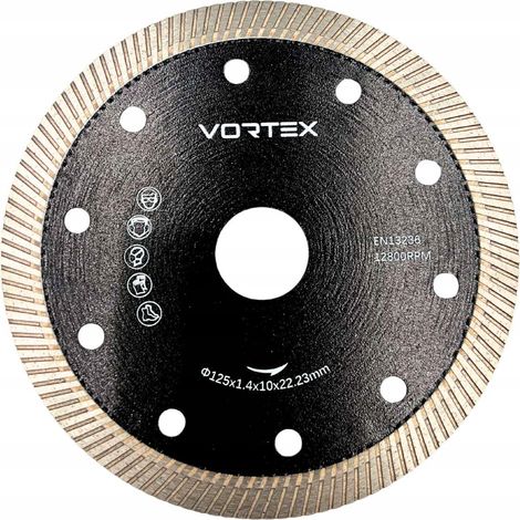 DISCO DIAMANTATO TURBO PER IL TAGLIO DI GRES PIETRA E GRANITO 125 MM VORTEX (1/4)