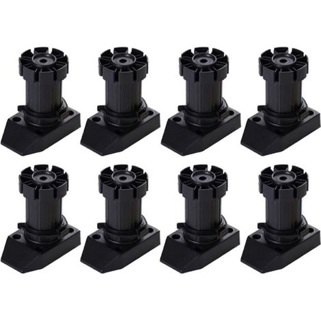 Lot De 8 Pieds D\'Armoire, Hauteur Réglable De 50 À 70 Mm, Pieds Réglables En Plastique, Pour Armoires De Cuisine Et De Salle De Bain Noir