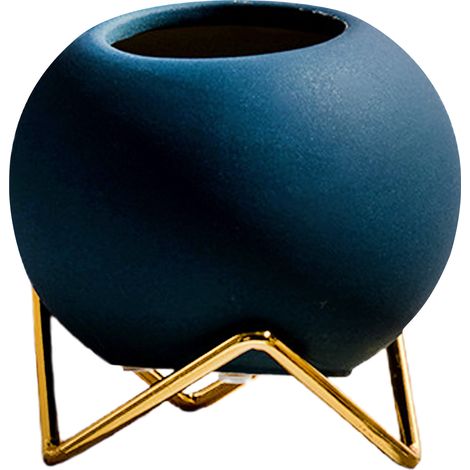 Vase moderne - Poterie artisanale robuste - Dimensions 10.5x10x5.5cm - Multicolore (bleu/jaune/rouge) - Idéal salon/bureau (1/5)