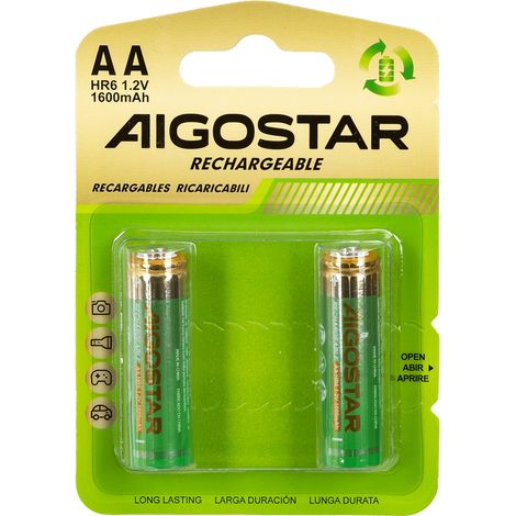 Batteria Ricaricabile Aigostar 1,2V AA Stilo 1600mAH confezione da 2 pile (1/3)
