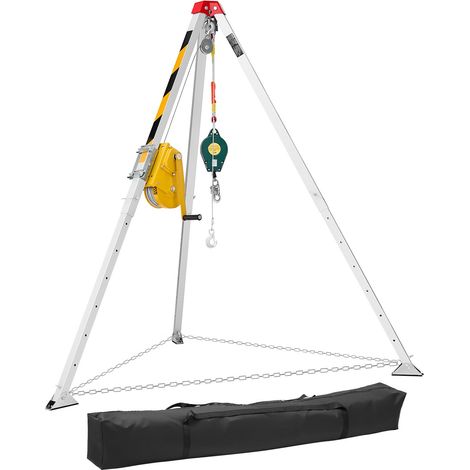 Tripode Levage avec Treuil 816 kg Trépied Sauvetage Espace Confiné Tripode Égouts pour Manutention Matériaux Évacuation Personnel, Pieds Réglables 1,34-2,15 m Câble 19,8 m Protection Antichute (1/5)