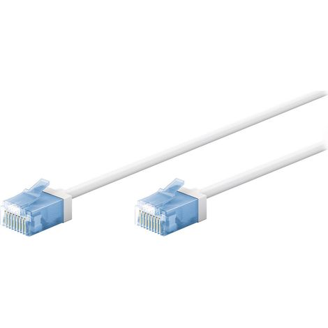 74302 Goobay Câble RJ45 Slim Cat 6a U/UTP 15 m (Blanc) - Câble Ethernet RJ45 Slim ultra flexible catégorie 6a U/UTP 15 m (Blanc)