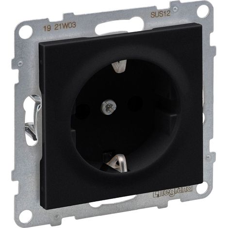 Legrand Schutzkontakt-Steckdose SEANO, 16 A, 250 V, Unterputz, Kunststoff, Schwarz lackiert, 765320 (1/3)