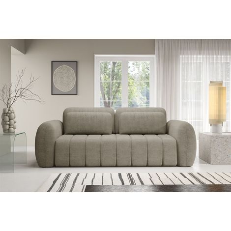 Sofa 3-Sitzer mit Schlaffunktion CARIA in Stoff Quelle Beige (1/5)