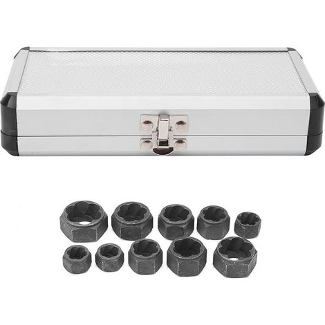 Extracteur d'écrou et de boulon endommagé, 10 pièces extracteur d'écrou extracteur de boulon endommagé outils de quincaillerie en alliage d'aluminium pour têtes de 9, 10, 11, 12, 13, 14, 15, 16, 17 et (1/5)