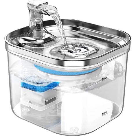 Fontaine a Eau Chat avec Filtre et Pompe Silencieuse, 2.0L Distributeur Eau Cha pour Chats et Petits Chiens, 3 Modes de Débit d'eau, Facile à Nettoyer (1/5)