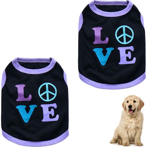 2 pièces Costume pour chiot, t-shirt coton léger et respirant, pour chiens de petite et moyenne taille, idéal été (1/5)