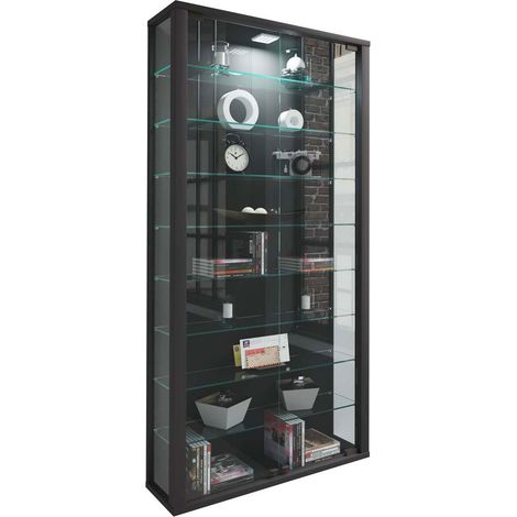 Ebuy24 – Vitrine en bois et verre 113x59x18 – 8 étagères variables – Panneaux en verre de sécurité ESG – Cadre en bois durable