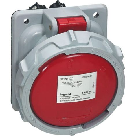 Presa fissa P17 IP66/67 63A - 380V a 415V - 3P+N+T - LEG555589