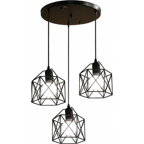 Suspension industrielle à 3 lumières, petit lustre, plaque ronde, sans ampoule, pour couloir de chambre (1/4)