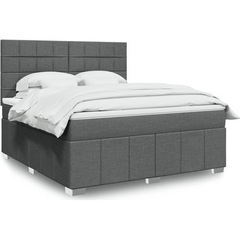 vidaXL Sommier à lattes de lit avec matelas Gris foncé 180x200cm Tissu (1/5)