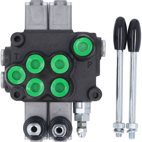Distributeur hydraulique 2 sections double effet, kit vanne de régulation de débit pour tracteur, accessoire directionnel multifonctionnel (1/5)