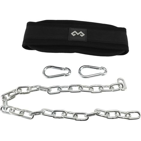 Ceinture de trempage avec chaîne pour haltérophilie, traction, musculation, musculation, squat, entraînement de musculation, soutien confortable, noir (1/2)