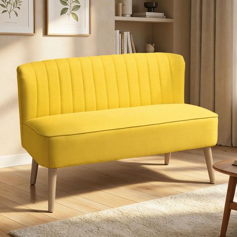 Divano a 2 posti, rivestimento morbido, fodera di facile manutenzione, portata massima 220 kg, dimensioni 117 x 56,5 x 77 cm, colore giallo. (1/5)