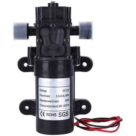 PA AIPERQ Jeffergarden Mini pompe à membrane anti-reflux, auto-amorçante, DC12V FL3210H-80W, sortie d'eau droite 1/2 pouces (1/4)