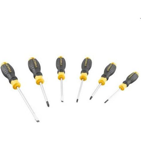 Stanley Cushion Grip™ - Juego de destornilladores de 6 piezas, diseñado con acero al cromo vanadio de alta resistencia para reducir la posibilidad de rotura de la punta