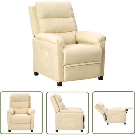 vidaXL Fauteuil inclinable Crème Tissu (1/5)
