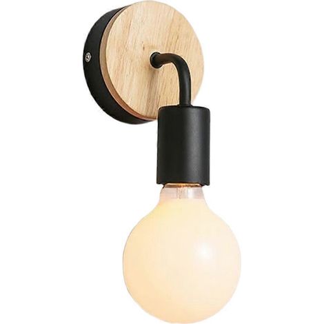 Nordische Holzlampe mit E27-Fassung, Retro-Wandleuchte für Nachttisch oder Wohnzimmer, Innenbeleuchtung (1/5)