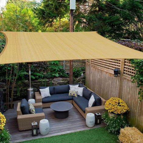 Quadratisches Sonnensegel 2x2m, atmungsaktives HDPE-Sonnenschutzgewebe (185 g/m²), 2m UV-beständiges Sonnenschutznetz für Terrasse und Garten (1/5)