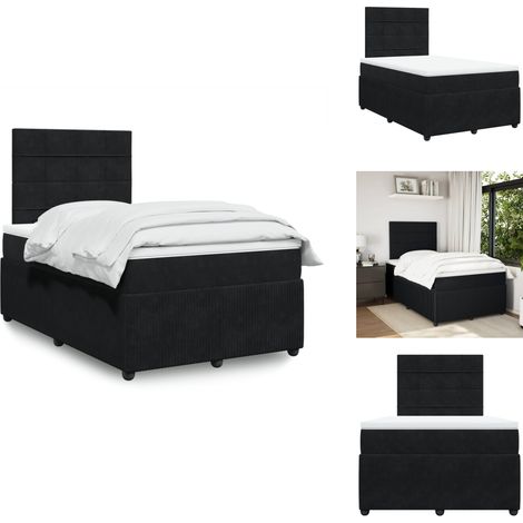 Sommier à lattes de lit avec matelas noir 120x190 cm velours - Sommier À Lattes De Lit - Sommiers À Lattes De Lit - Lit - Meuble De Chambre À Coucher (1/5)