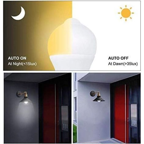 Ampoule LED E27 12 W avec détecteur PIR, 700 lm, 2700 K, pour escalier/couloir/garage – Lot de 2 (1/3)