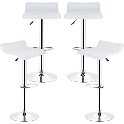 4er Set Barhocker Barstuhl  Tresenhocker drehbar Stuhl & Lehne Chrom Lounge bar Weiß