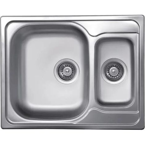 elleci Moderner Grauer Spülbecken mit zwei Becken aus Edelstahl