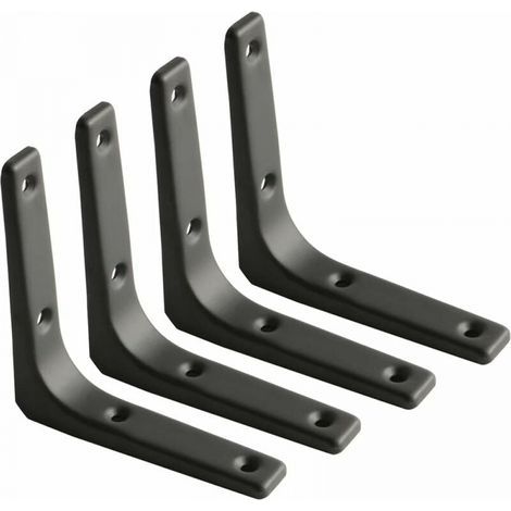 Set di 4 staffe per mensole a muro, 100 mm x 100 mm, staffe in metallo nero opaco, staffe decorative in metallo per mensole da cucina, staffe robuste per mensole - Mensola a muro (1/4)