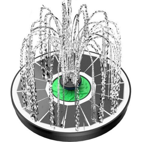 Fontaine solaire en verre pour bain d'oiseaux - Sans pile, 2,5 W, fleurs vertes, avec 4 tiges fixes et 8 buses, idéale pour bain d'oiseaux, étang, piscine, extérieur, jardin (1/5)