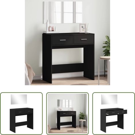 Coiffeuse noir - Coiffeuse avec miroir noir 80x39x80 cm (1/5)