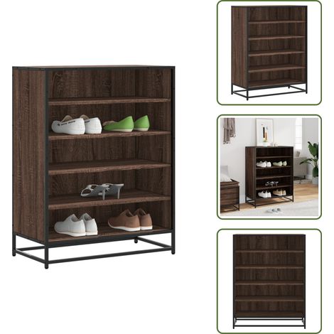 Schuhschrank Eichen-Optik 75x38x97,5 cm Holzwerkstoff Metall - Schuhschrank - Schuhschränke - Schuhe Aufbewahrung - Schuhaufbewahrung