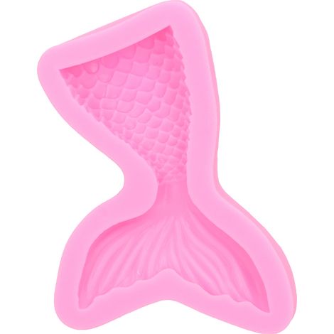 Silikonform in Fischschwanzform für Schokolade, Fondant und Gebäck, Tortendekorationswerkzeug, rosa, groß, 11 x 8 x 2 cm (1/5)