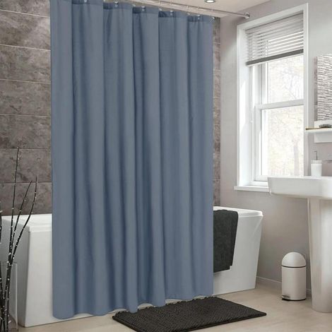 Rideau Douche Anti Moisissure en PEVA 280x200cm/110x79in(WxH) Bleu Clair Rideau de Douche Tissu Polyester Imperméable Lavable en Machine pour Baigoire Angle Salle de Bain avec 12 Crochets (1/5)