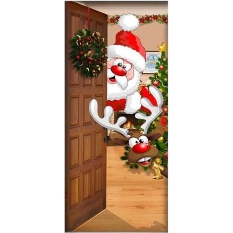 Housse de porte - Avant Noël - Tapisserie A01 - Tissu de haute qualité - Lavable - 91 cm x 203 cm (1/4)